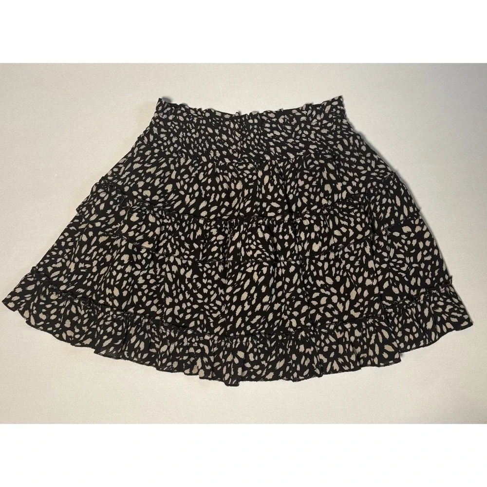 Altar'd State Skirt M Black Cream Flowy Leopard‎ Animal Print Mini